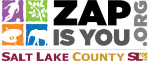 Logo that says "ZAP IS YOU.ORG" on the right side, with "Salt Lake County" at the bottom
